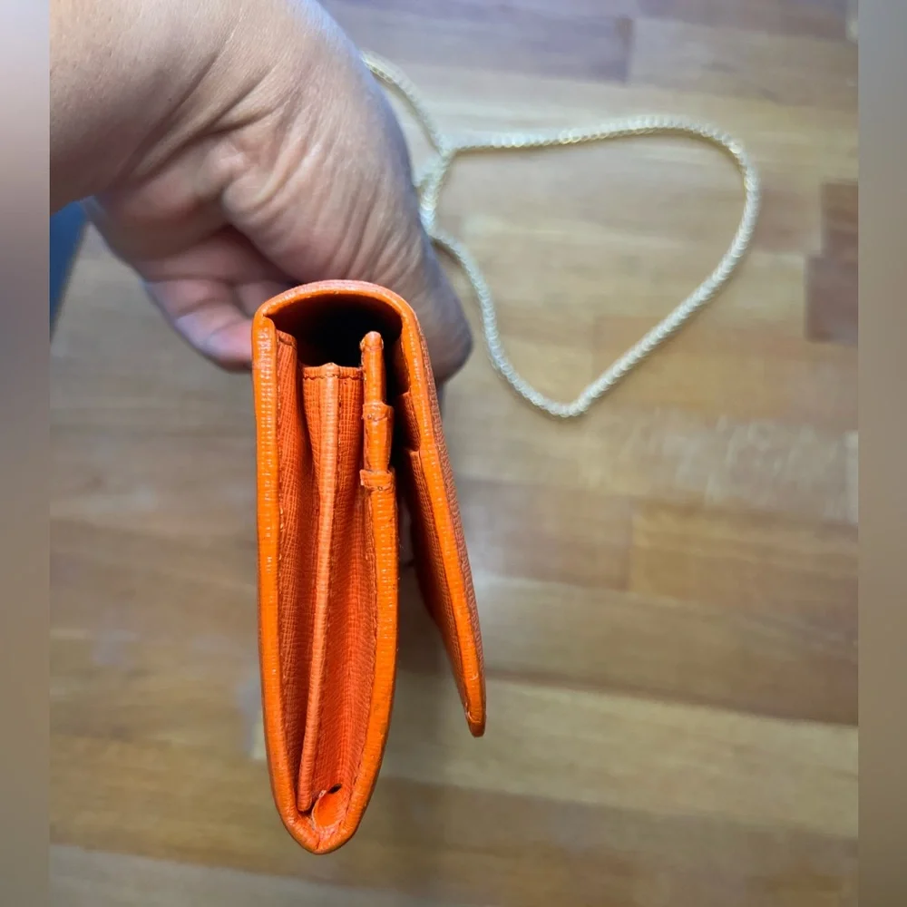 EUC Fendi Tangerine Continental Leather Wallet